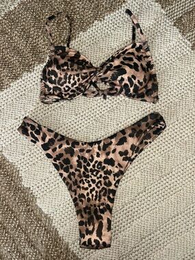 SHEIN Leopard Print Bikini - Brown & Black